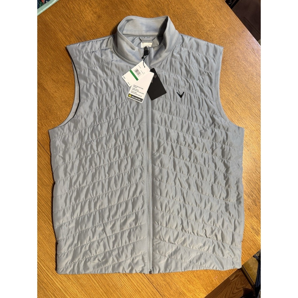 Callaway Quilted Puffer Vest Tradewinds Gray Full Zip Golf Performance Men L NWT